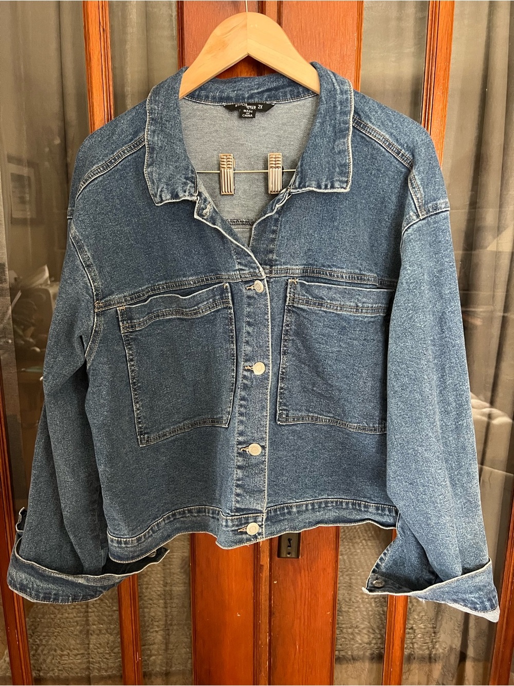 Denim Jean Jacket with Oversized Pockets